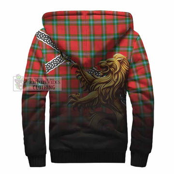 MacLaine (McLaine) Crest Tartan Sherpa Hoodie with Golden Lion Emblem Celtic Style