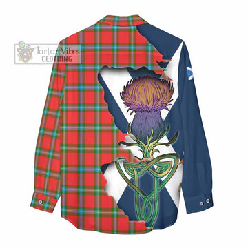 MacLaine (McLaine) Tartan Family Crest Women's Casual Shirt Scottish Thistle Celtic Inspired