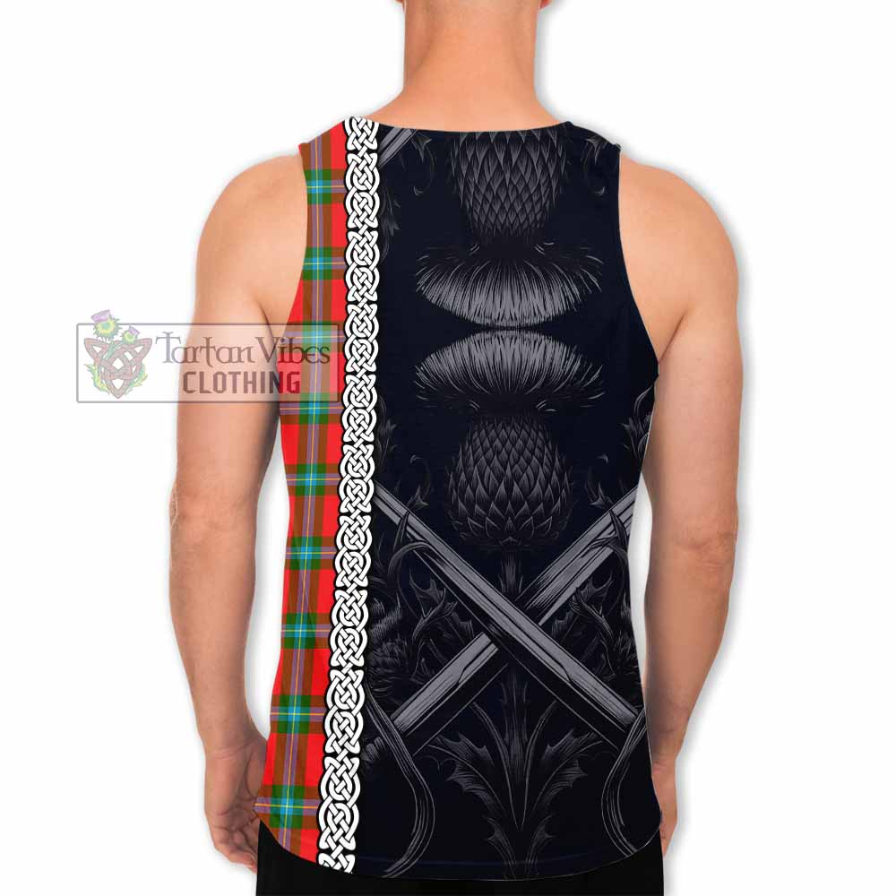 Tartan Vibes Clothing MacLaine (McLaine) Tartan Men's Tank Top with Family Crest Cross Sword Thistle Celtic Vibes