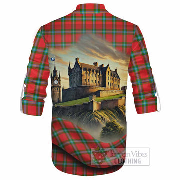 Tartan Vibes Clothing MacLaine (McLaine) Tartan Family Crest Ghillie Kilt Shirt with Scottish Ancient Castle Style