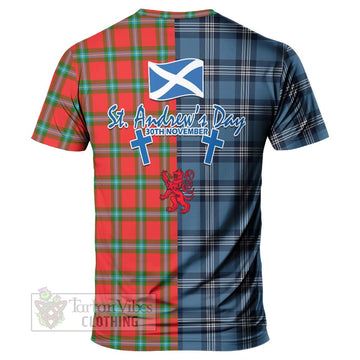 MacLaine (McLaine) Tartan T-Shirt Happy St. Andrew's Day Half Tartan Style - Tartan Vibes Clothing