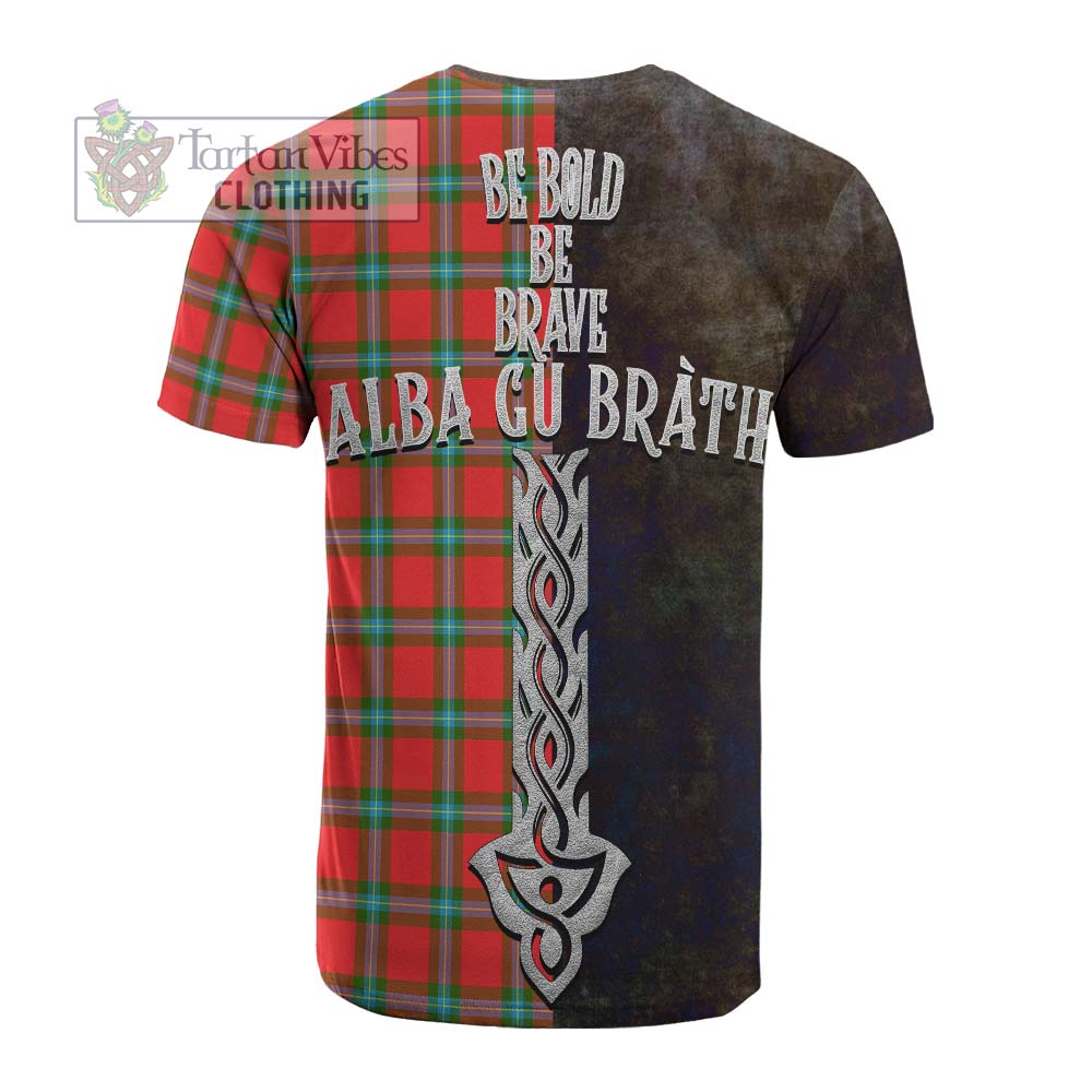 Tartan Vibes Clothing MacLaine (McLaine) Tartan Family Crest Cotton T-shirt Alba Gu Brath Be Brave Lion Ancient Style