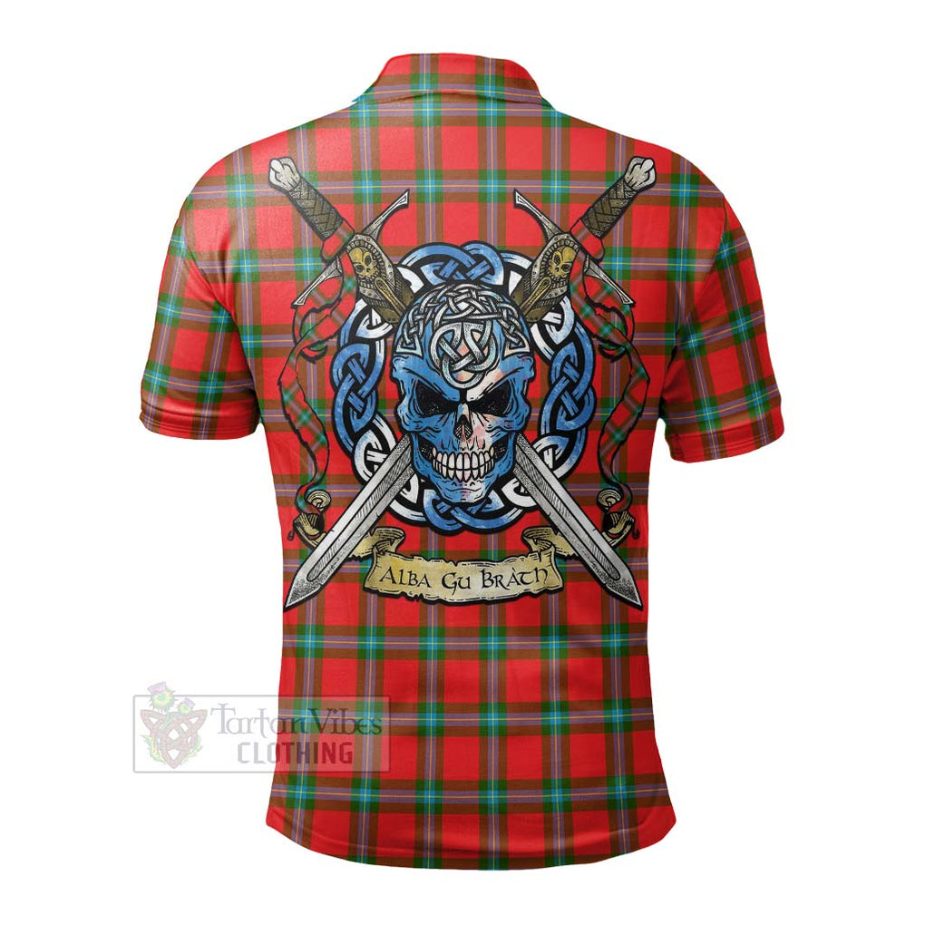 Tartan Vibes Clothing MacLaine (McLaine) Tartan Polo Shirt with Family Crest Celtic Skull Style
