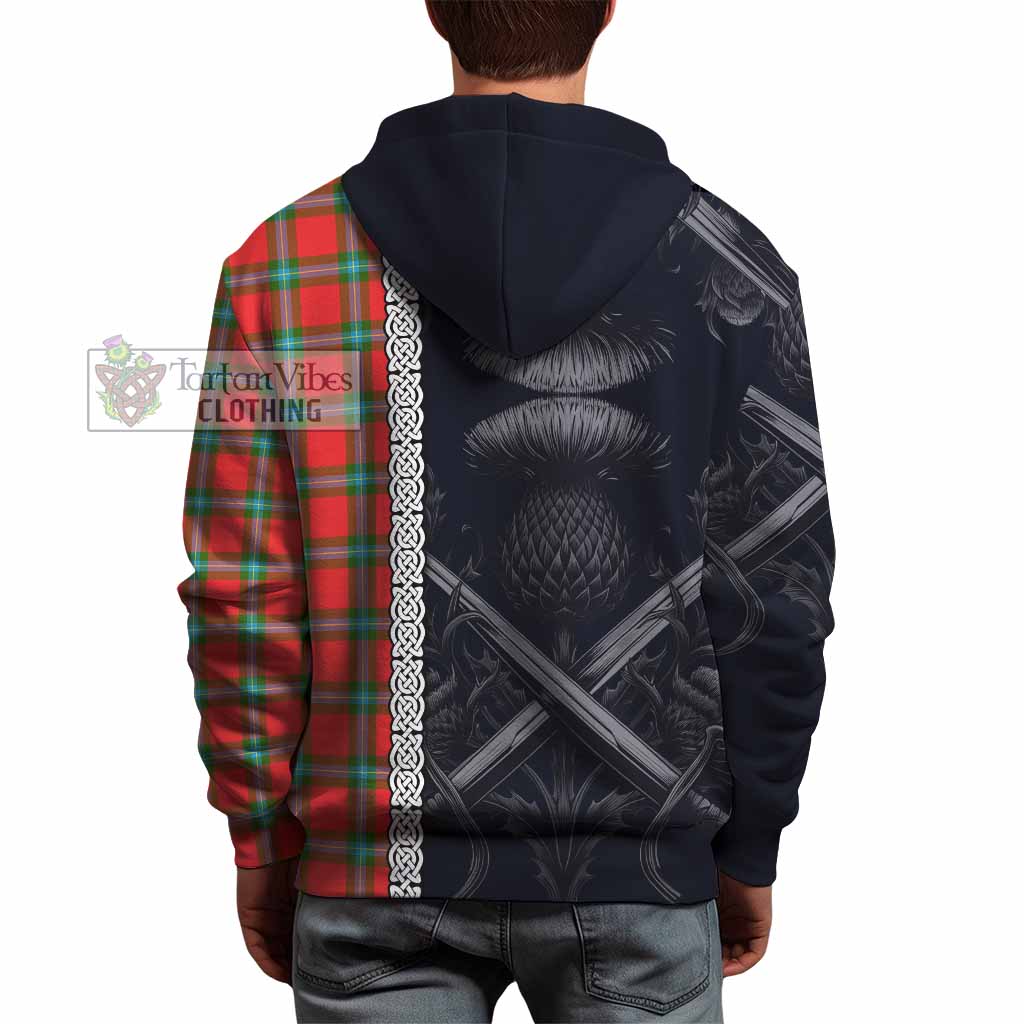 Tartan Vibes Clothing MacLaine (McLaine) Tartan Hoodie with Family Crest Cross Sword Thistle Celtic Vibes