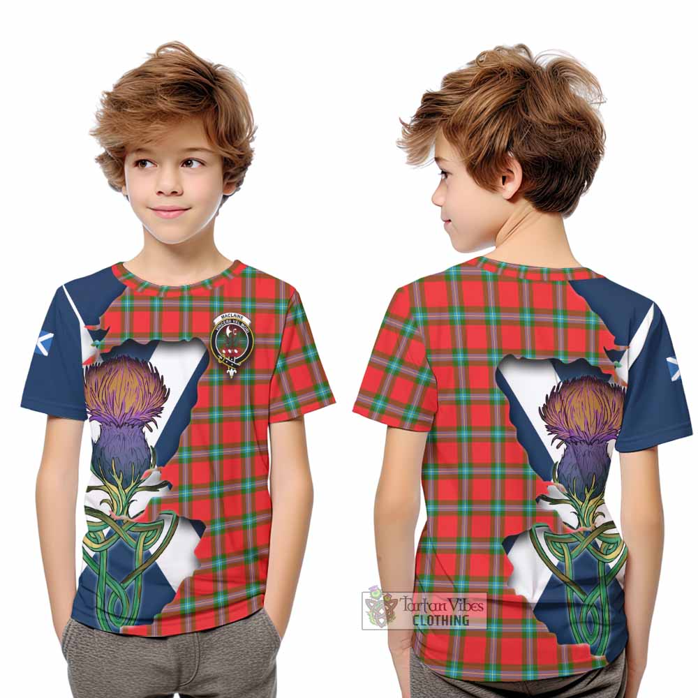 Tartan Vibes Clothing MacLaine (McLaine) Tartan Family Crest Kid T-Shirt Scottish Thistle Celtic Inspired