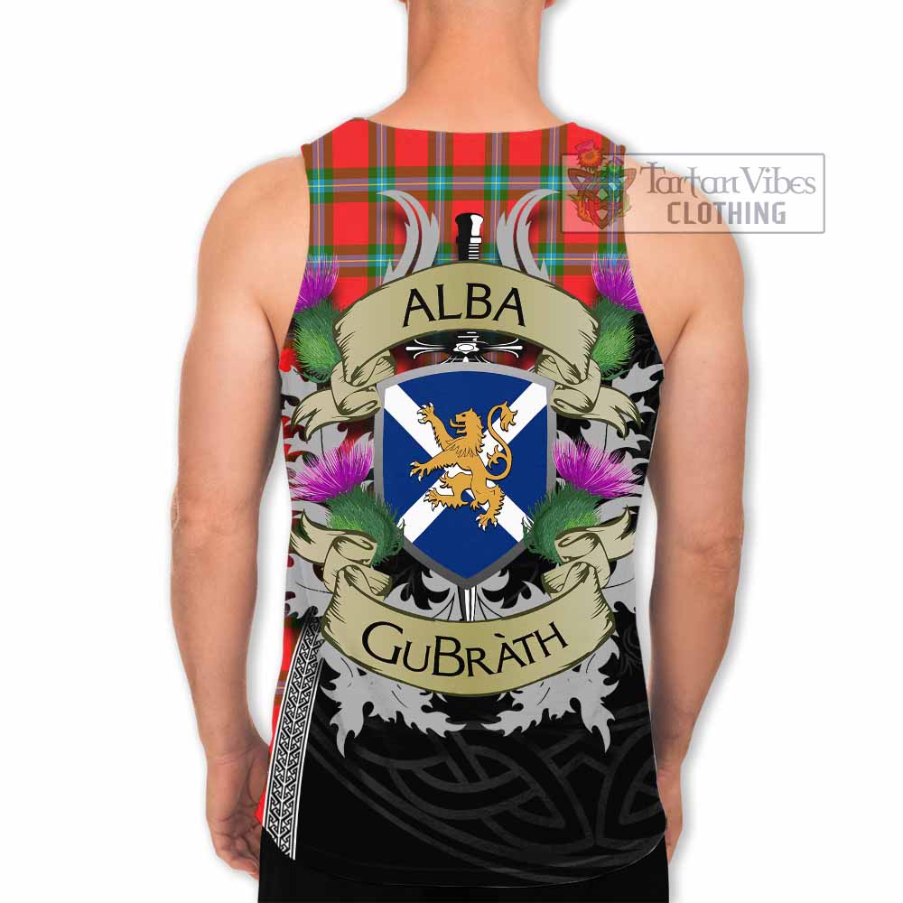 Tartan Vibes Clothing MacLaine (McLaine) Tartan Family Crest Men's Tank Top Lion Rampant Royal Thistle Shield Celtic Inspired