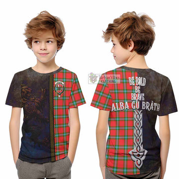 MacLaine (McLaine) Tartan Family Crest Kid T-Shirt Alba Gu Brath Be Brave Lion Ancient Style
