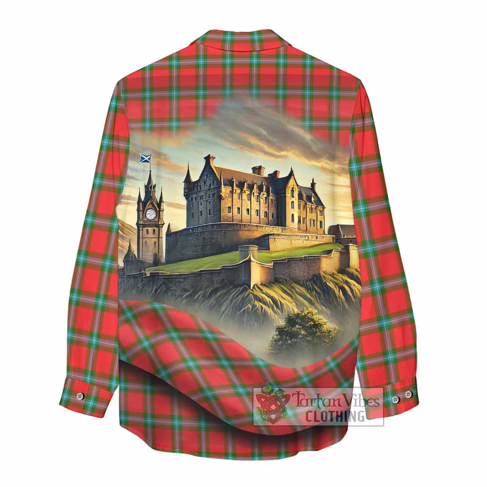 Tartan Vibes Clothing MacLaine (McLaine) Tartan Family Crest Women's Casual Shirt with Scottish Ancient Castle Style