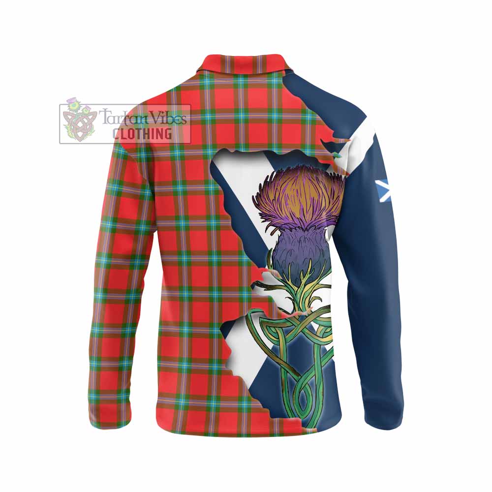 Tartan Vibes Clothing MacLaine (McLaine) Tartan Family Crest Long Sleeve Polo Shirt Scottish Thistle Celtic Inspired