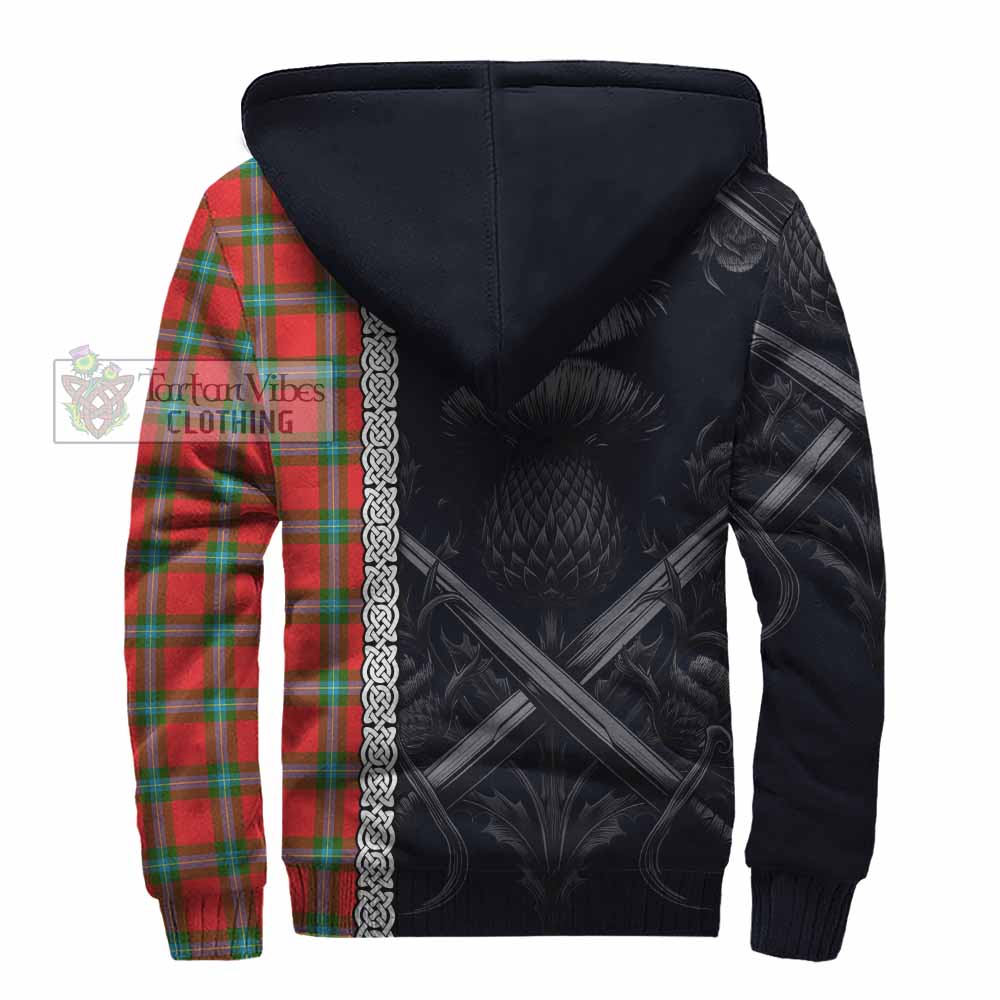 Tartan Vibes Clothing MacLaine (McLaine) Tartan Sherpa Hoodie with Family Crest Cross Sword Thistle Celtic Vibes