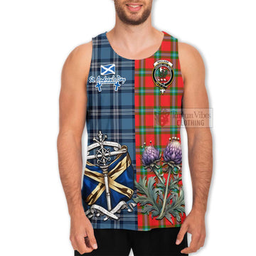 Tartan Vibes Clothing MacLaine (McLaine) Tartan Men's Tank Top Happy St. Andrew's Day Half Tartan Style