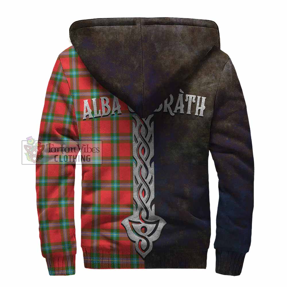 Tartan Vibes Clothing MacLaine (McLaine) Tartan Family Crest Sherpa Hoodie Alba Gu Brath Be Brave Lion Ancient Style