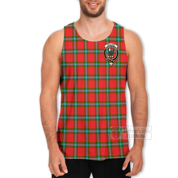 Tartan Vibes Clothing MacLaine (McLaine) Tartan Men's Tank Top with Family Crest and Bearded Skull Holding Bottles of Whiskey