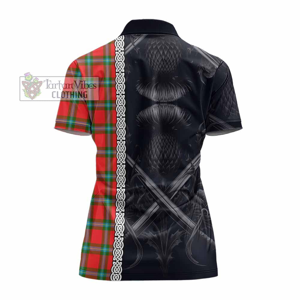 Tartan Vibes Clothing MacLaine (McLaine) Tartan Women's Polo Shirt with Family Crest Cross Sword Thistle Celtic Vibes