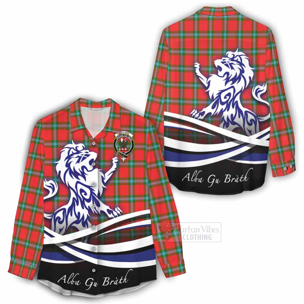 Tartan Vibes Clothing MacLaine (McLaine) Tartan Women's Casual Shirt with Alba Gu Brath Regal Lion Emblem
