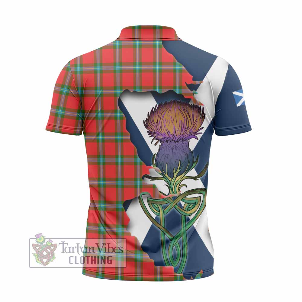Tartan Vibes Clothing MacLaine (McLaine) Tartan Family Crest Zipper Polo Shirt Scottish Thistle Celtic Inspired