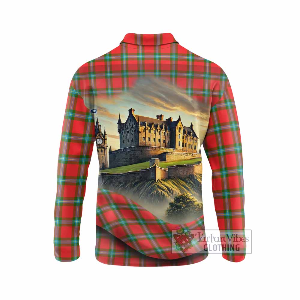Tartan Vibes Clothing MacLaine (McLaine) Tartan Family Crest Long Sleeve Polo Shirt with Scottish Ancient Castle Style