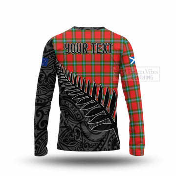 Tartan Vibes Clothing MacLaine (McLaine) Crest Tartan Long Sleeve T-Shirt with New Zealand Silver Fern Half Style