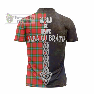 MacLaine (McLaine) Tartan Family Crest Zipper Polo Shirt Alba Gu Brath Be Brave Lion Ancient Style