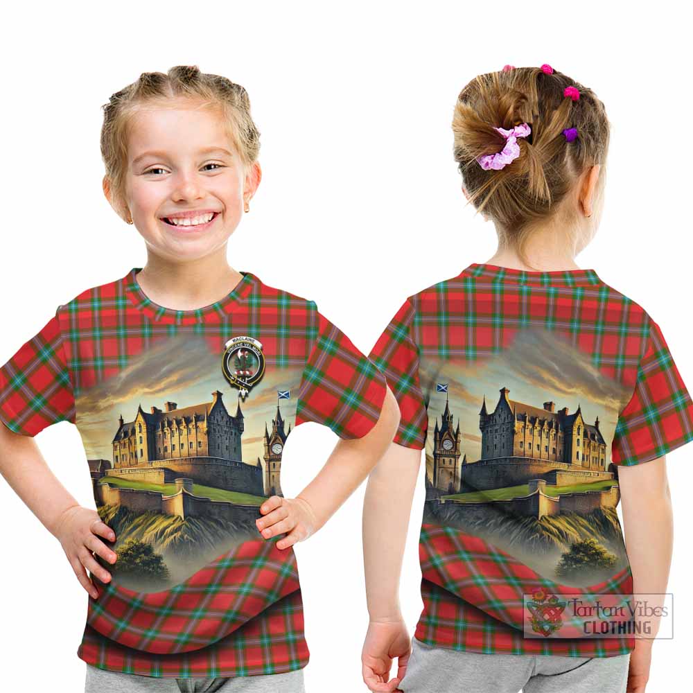 Tartan Vibes Clothing MacLaine (McLaine) Tartan Family Crest Kid T-Shirt with Scottish Ancient Castle Style