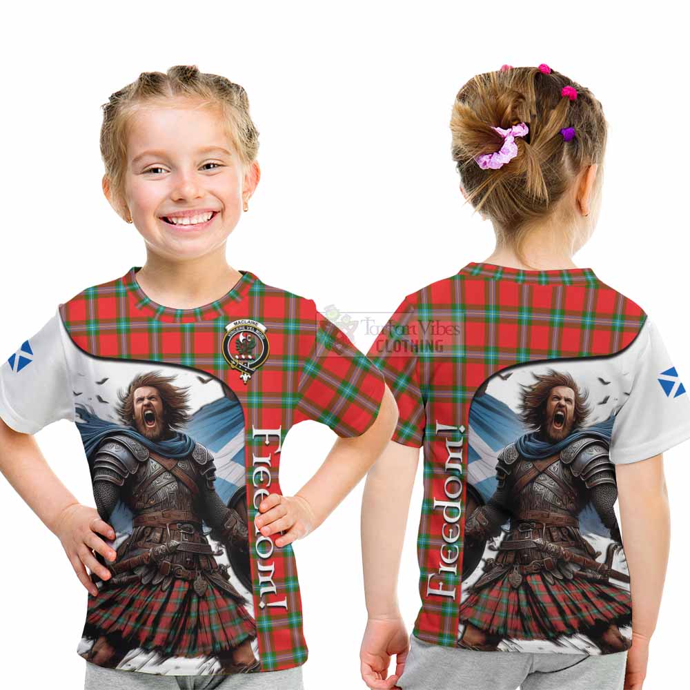 Tartan Vibes Clothing MacLaine (McLaine) Crest Tartan Kid T-Shirt Inspired by the Freedom of Scottish Warrior