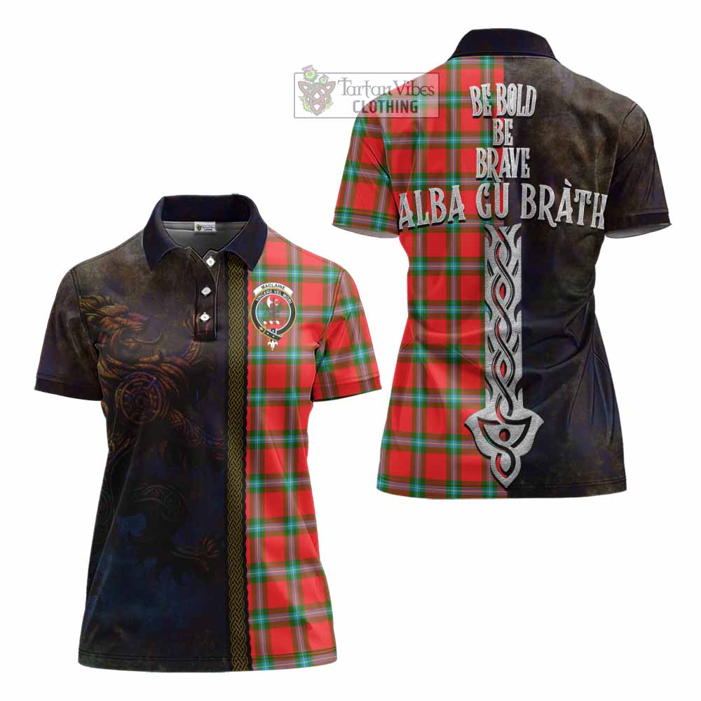 Tartan Vibes Clothing MacLaine (McLaine) Tartan Family Crest Women's Polo Shirt Alba Gu Brath Be Brave Lion Ancient Style