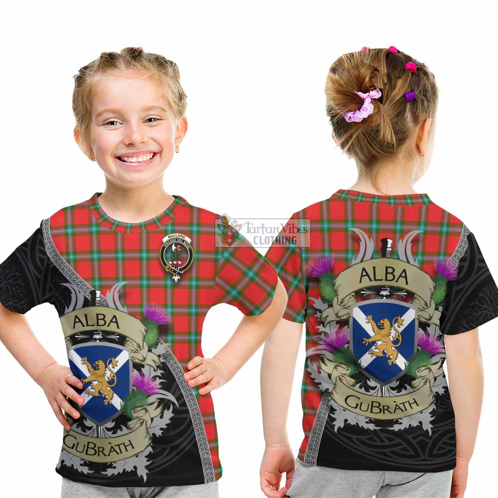 Tartan Vibes Clothing MacLaine (McLaine) Tartan Family Crest Kid T-Shirt Lion Rampant Royal Thistle Shield Celtic Inspired