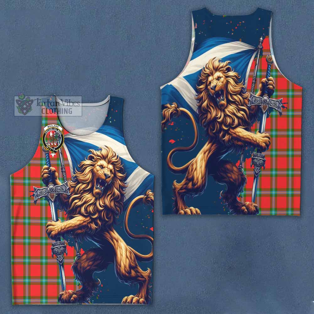 Tartan Vibes Clothing MacLaine (McLaine) Tartan Family Crest Men's Tank Top with Scottish Majestic Lion