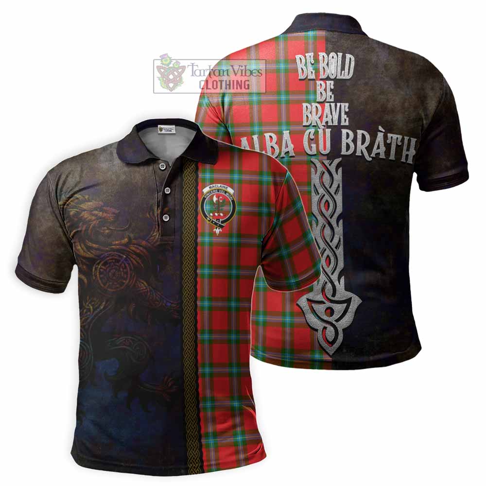 Tartan Vibes Clothing MacLaine (McLaine) Tartan Family Crest Polo Shirt Alba Gu Brath Be Brave Lion Ancient Style