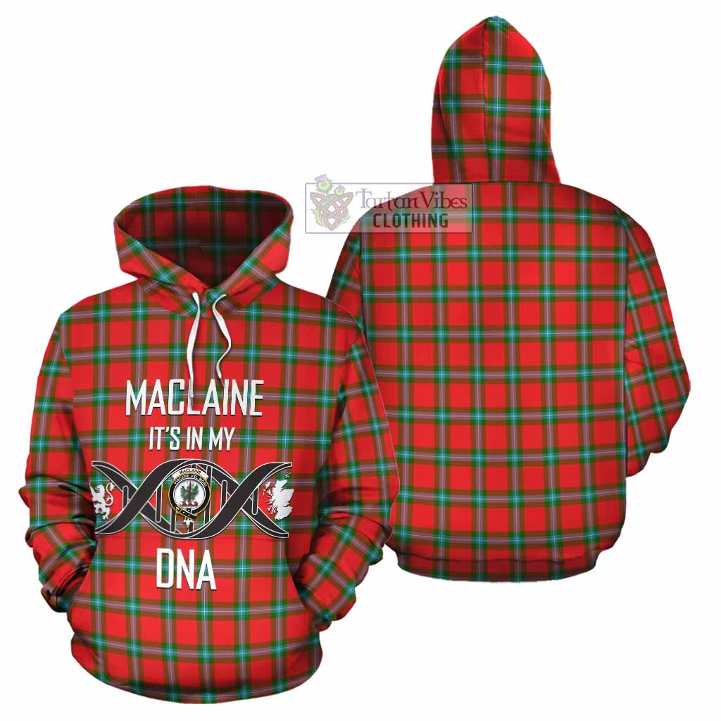 Tartan Vibes Clothing MacLaine (McLaine) Tartan Cotton Hoodie with Family Crest DNA In Me Style