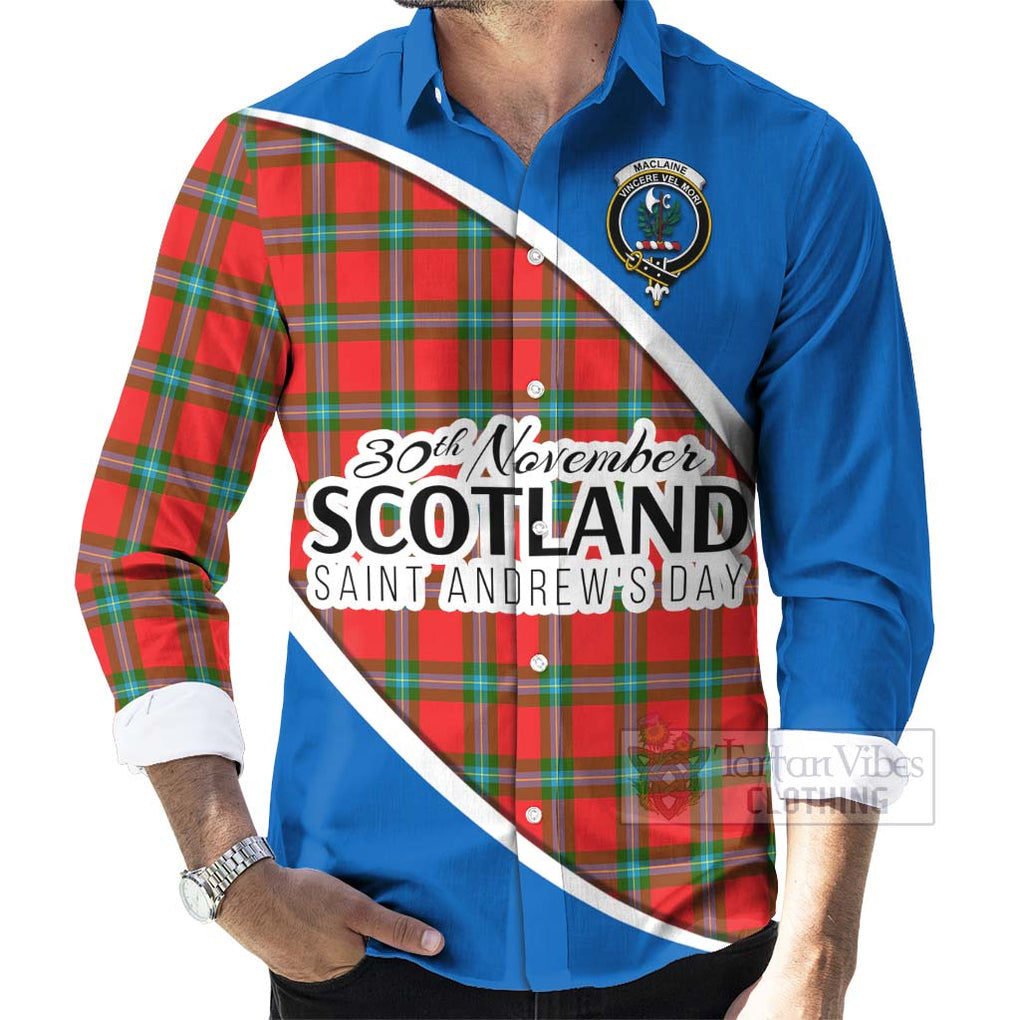 Tartan Vibes Clothing MacLaine (McLaine) Family Crest Tartan Long Sleeve Button Shirt Celebrate Saint Andrew's Day in Style