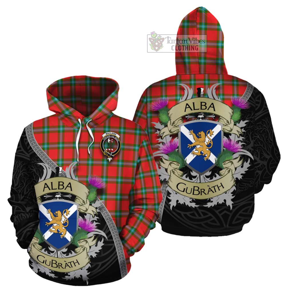 Tartan Vibes Clothing MacLaine (McLaine) Tartan Family Crest Cotton Hoodie Lion Rampant Royal Thistle Shield Celtic Inspired