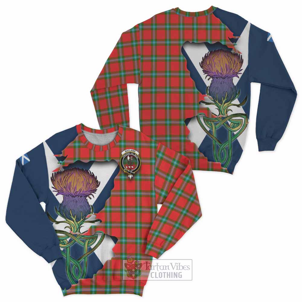 Tartan Vibes Clothing MacLaine (McLaine) Tartan Family Crest Sweatshirt Scottish Thistle Celtic Inspired