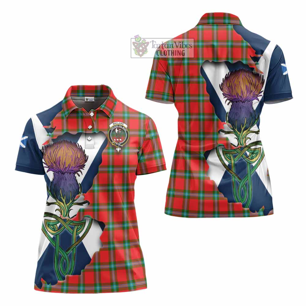 Tartan Vibes Clothing MacLaine (McLaine) Tartan Family Crest Women's Polo Shirt Scottish Thistle Celtic Inspired