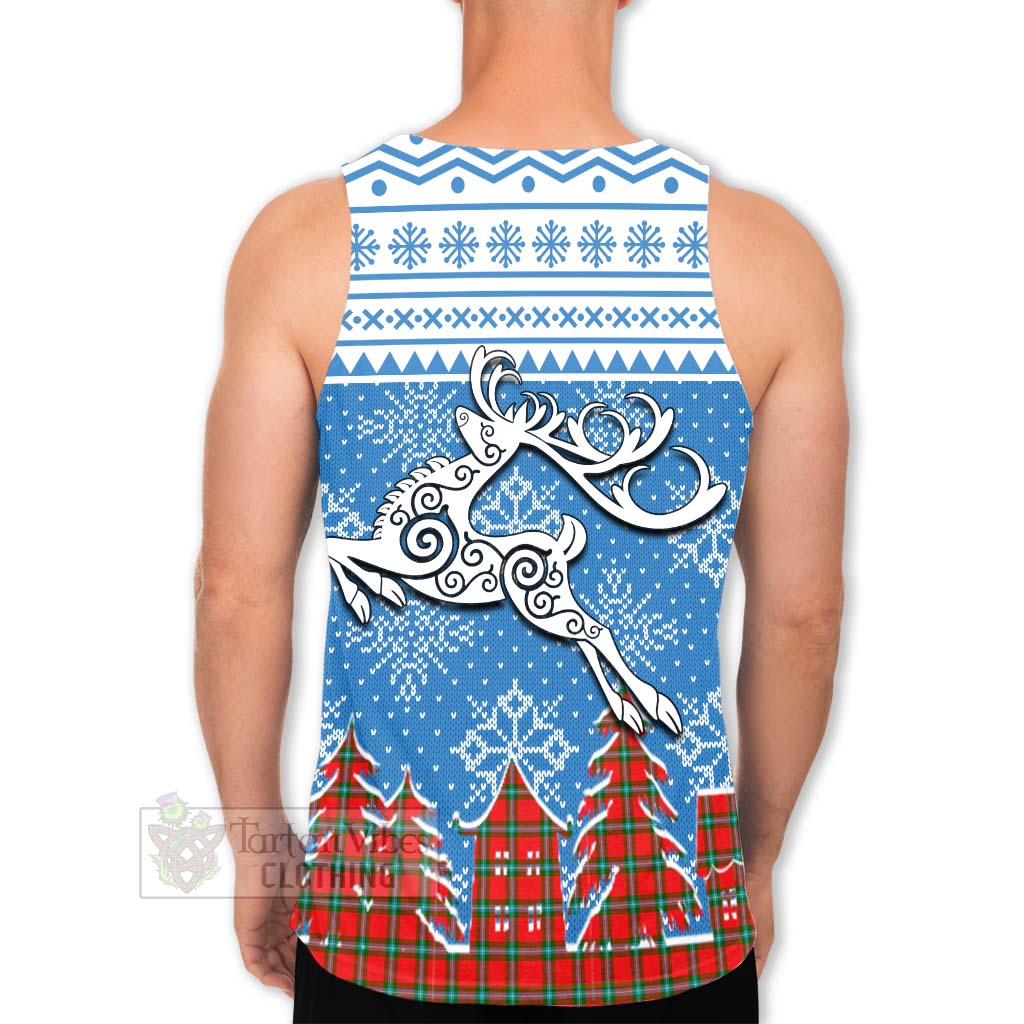 Tartan Vibes Clothing MacLaine (McLaine) Clan Christmas Men's Tank Top Celtic Reindeer Style