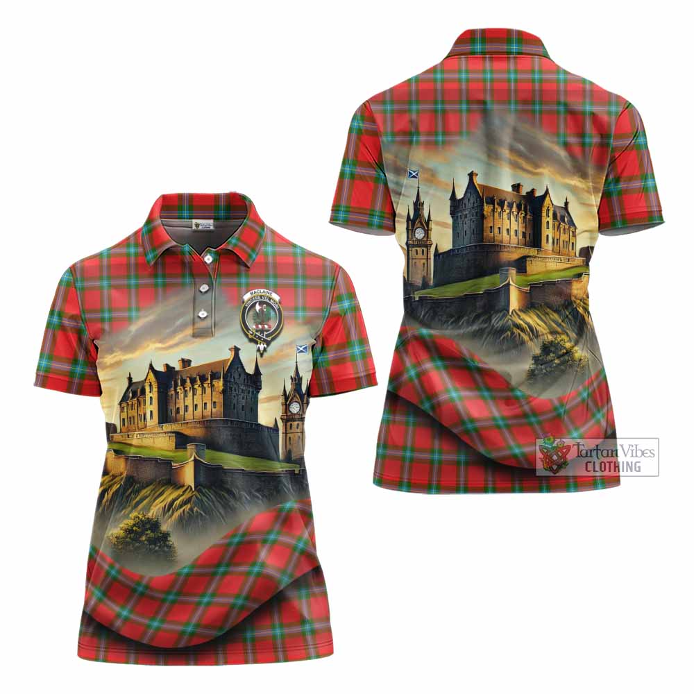 Tartan Vibes Clothing MacLaine (McLaine) Tartan Family Crest Women's Polo Shirt with Scottish Ancient Castle Stype