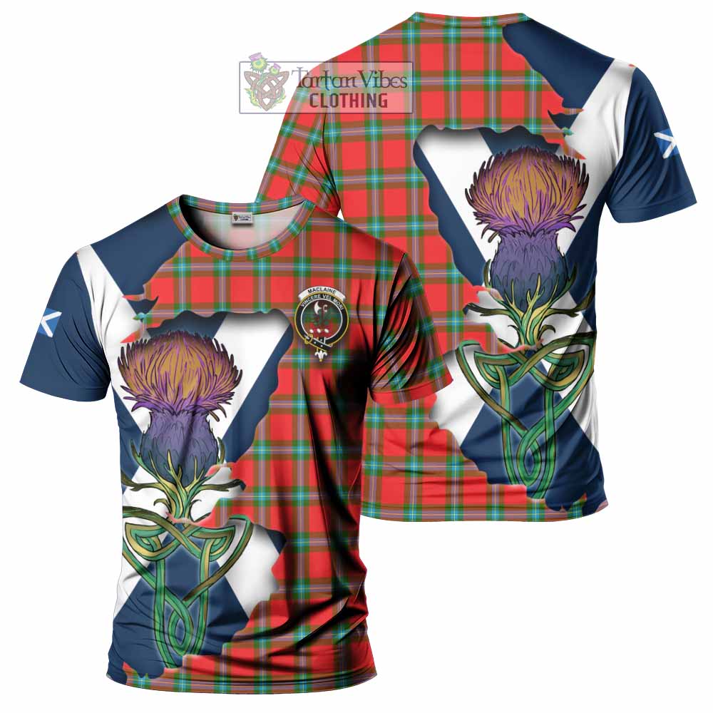 Tartan Vibes Clothing MacLaine (McLaine) Tartan Family Crest T-Shirt Scottish Thistle Celtic Inspired