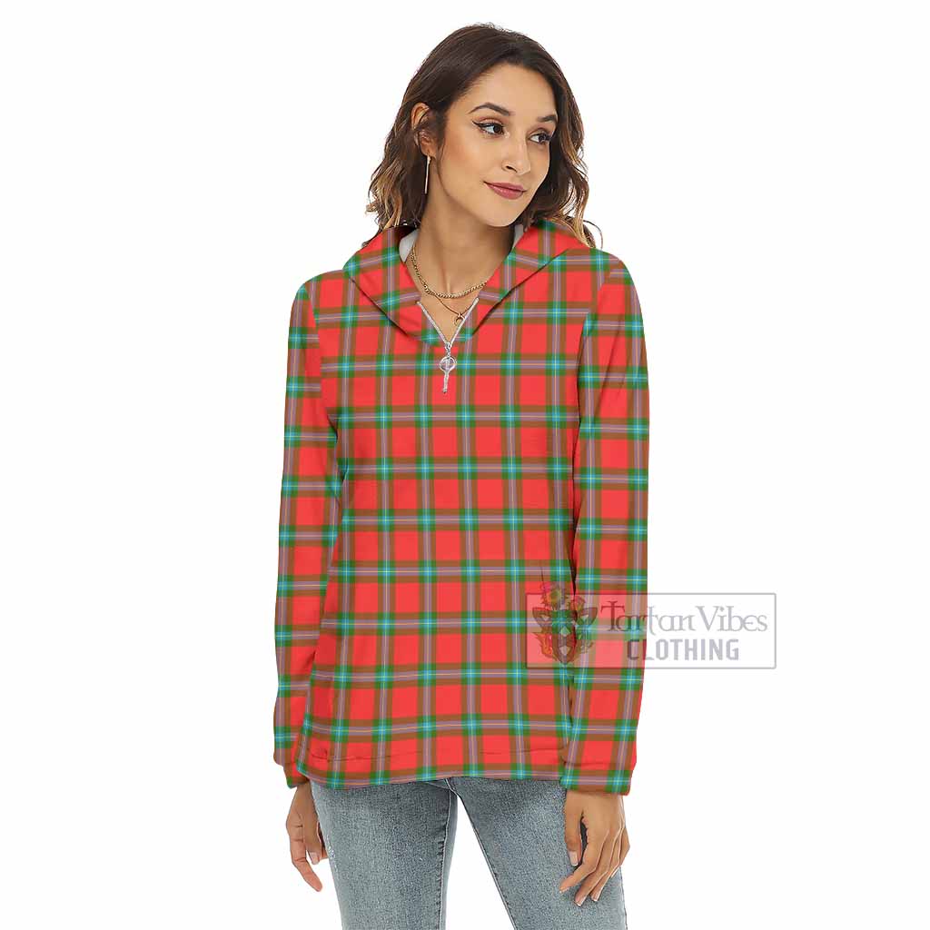 Tartan Vibes Clothing MacLaine (McLaine) Tartan Women's Borg  Half Zip Fleece Hoodie