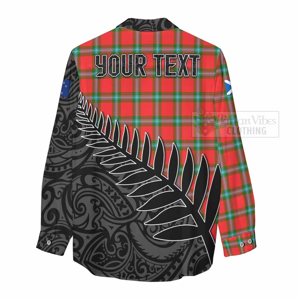 Tartan Vibes Clothing MacLaine (McLaine) Crest Tartan Women's Casual Shirt with New Zealand Silver Fern Half Style