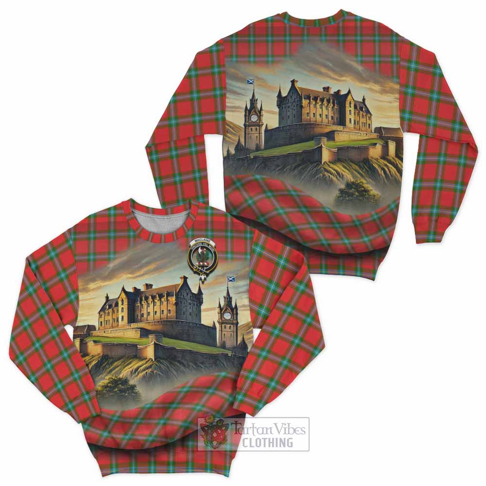 Tartan Vibes Clothing MacLaine (McLaine) Tartan Family Crest Sweatshirt with Scottish Ancient Castle Style