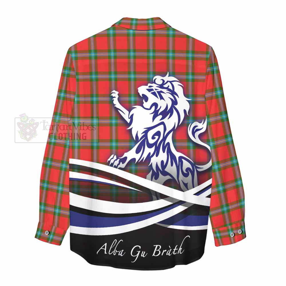 Tartan Vibes Clothing MacLaine (McLaine) Tartan Women's Casual Shirt with Alba Gu Brath Regal Lion Emblem