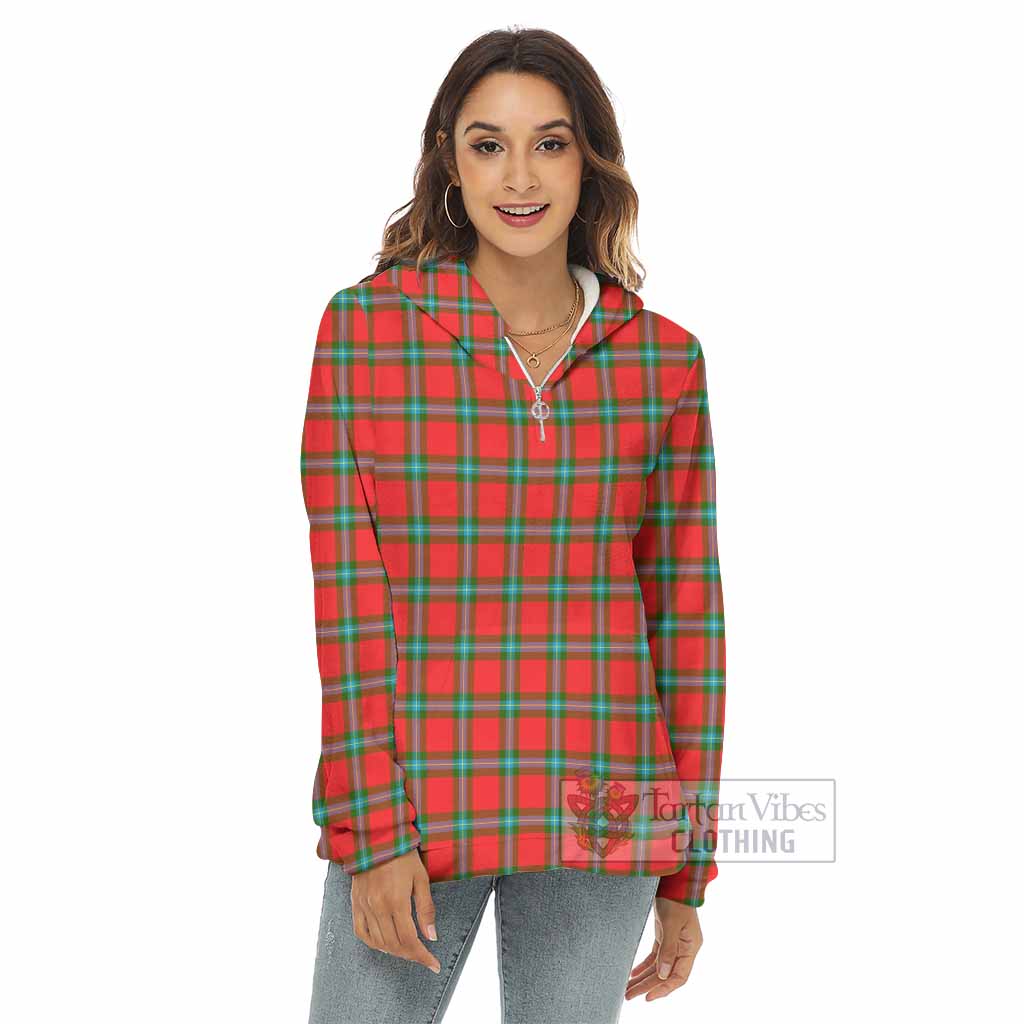 Tartan Vibes Clothing MacLaine (McLaine) Tartan Women's Borg  Half Zip Fleece Hoodie