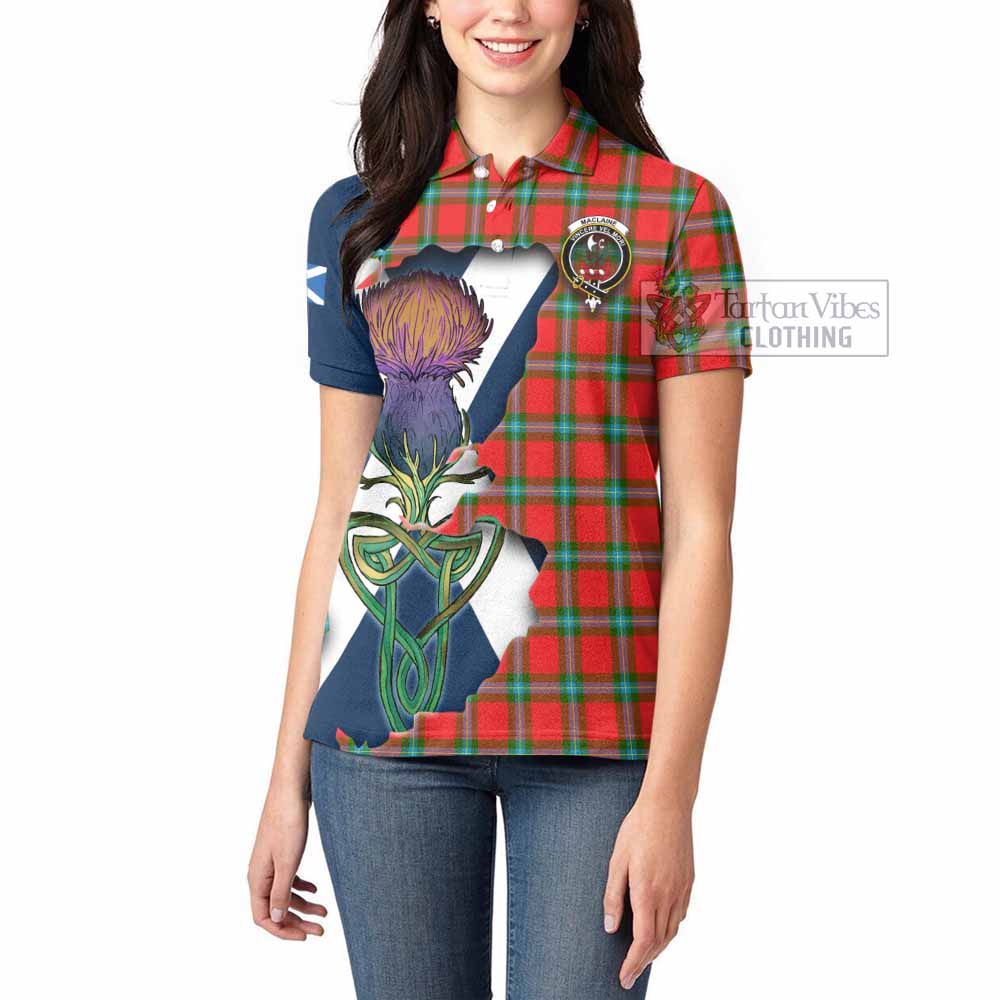 Tartan Vibes Clothing MacLaine (McLaine) Tartan Family Crest Women's Polo Shirt Scottish Thistle Celtic Inspired