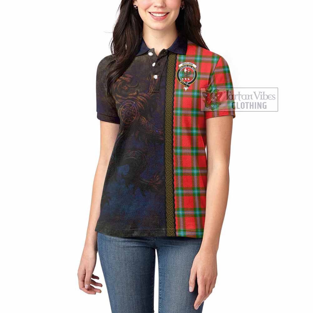 Tartan Vibes Clothing MacLaine (McLaine) Tartan Family Crest Women's Polo Shirt Alba Gu Brath Be Brave Lion Ancient Style