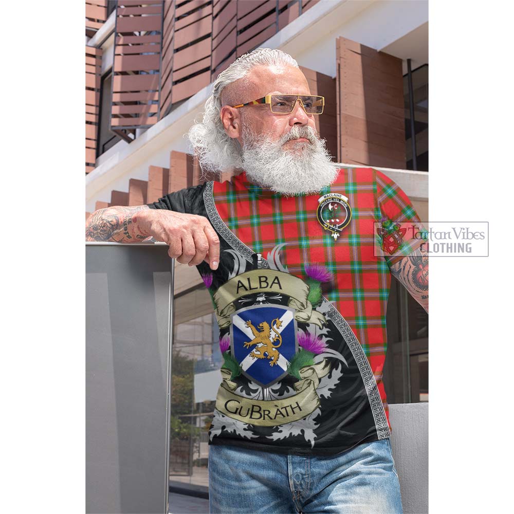 Tartan Vibes Clothing MacLaine (McLaine) Tartan Family Crest Cotton T-shirt Lion Rampant Royal Thistle Shield Celtic Inspired