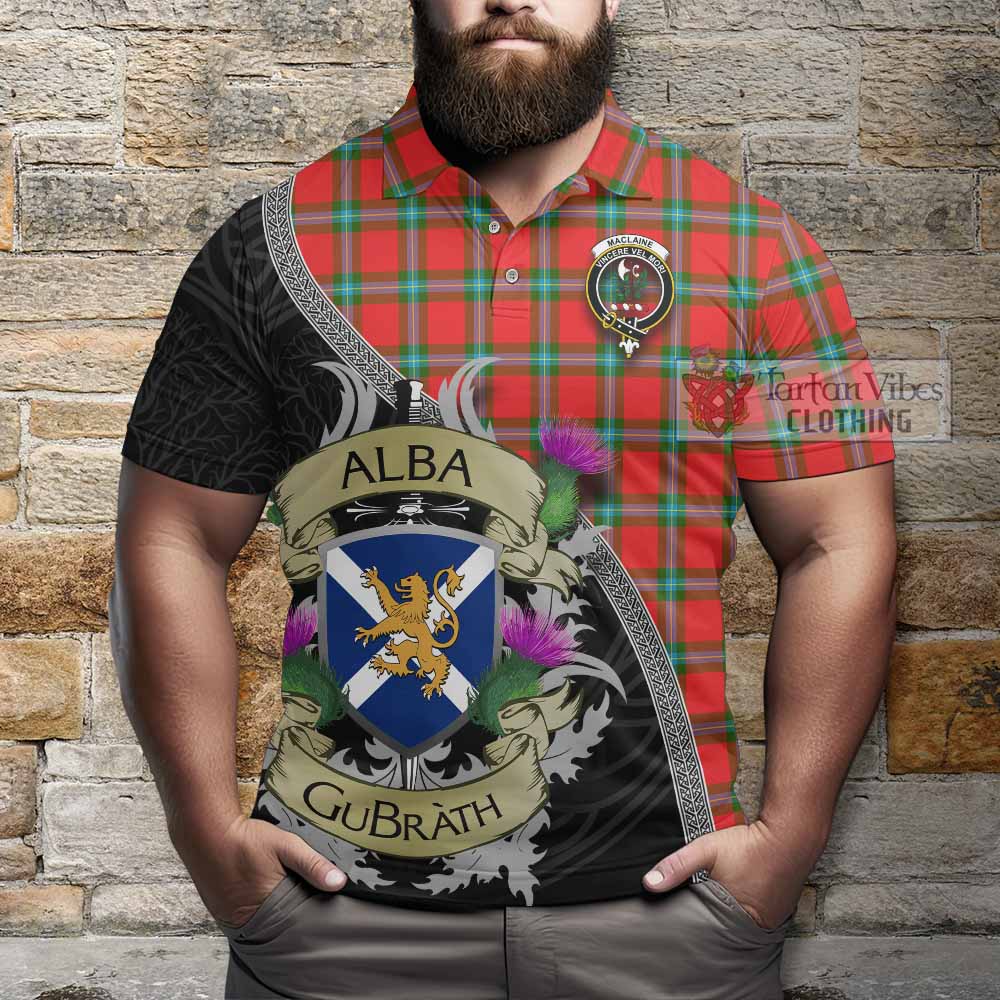 Tartan Vibes Clothing MacLaine (McLaine) Tartan Family Crest Polo Shirt Lion Rampant Royal Thistle Shield Celtic Inspired