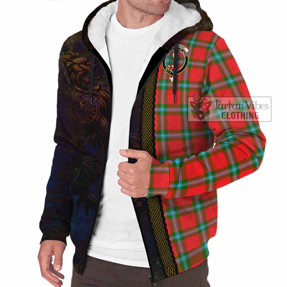 Tartan Vibes Clothing MacLaine (McLaine) Tartan Family Crest Sherpa Hoodie Alba Gu Brath Be Brave Lion Ancient Style