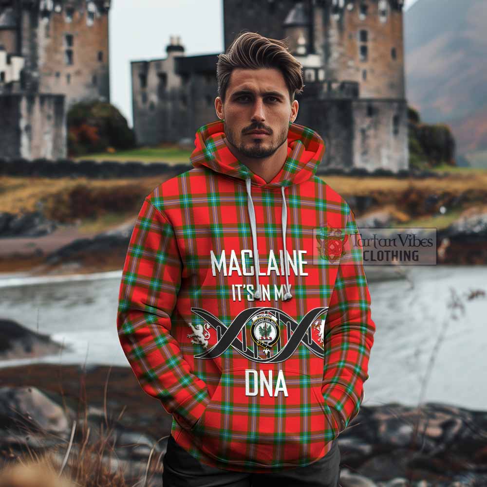 Tartan Vibes Clothing MacLaine (McLaine) Tartan Cotton Hoodie with Family Crest DNA In Me Style