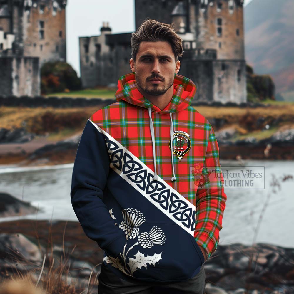 Tartan Vibes Clothing MacLaine (McLaine) Tartan Cotton Hoodie Featuring Thistle and Scotland Map