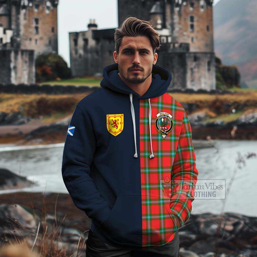 Tartan Vibes Clothing MacLaine (McLaine) Tartan Cotton Hoodie Alba with Scottish Lion Royal Arm Half Style